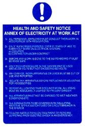 Annex of electricity at work act