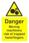 Danger Moving machinery risk of trapped hand / fingers