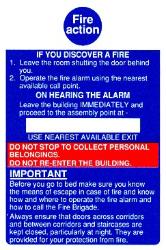 Fire Action / On hearing the alarm / Hotel