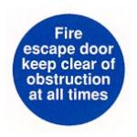 Fire escape door keep clear of obstruction at all times