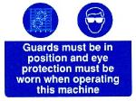 Guards must be worn and eye protection must be worn when operating this machine