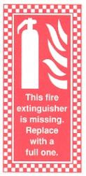 This fire extinguisher is missing. Replace with a full one.