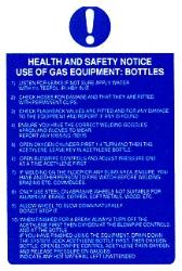 Use of gas equipment: Bottles.
