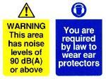 WARNING This area has noise levels of 90 dB(A) or above