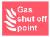 Gas shut off point